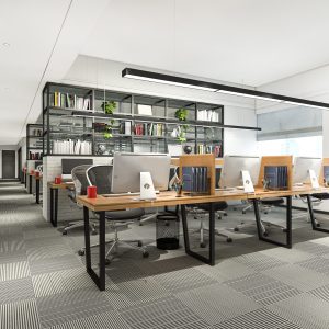 3d rendering business meeting and working room on office building
